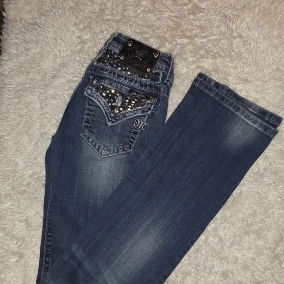 Miss Me Women's Embellished Blue Denim Jeans - Picture 4 of 6